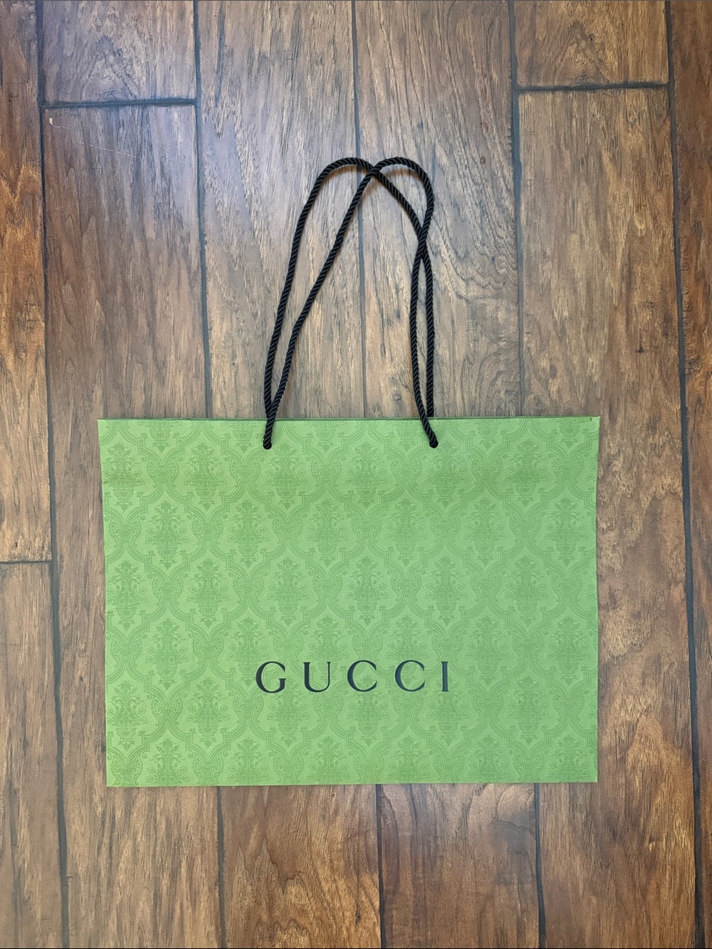Gucci Green Shopping Bag with Black Rope Handles